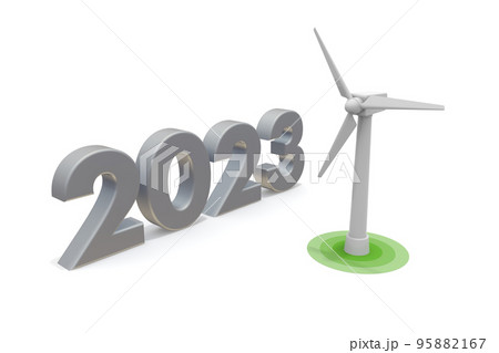 2023年の自然エネルギー。2023と風力タービン。2023年の文字と風力発電。 2023年の自然エネルギー。2023と風力タービン。2023年の文字と風力発電。 95882167