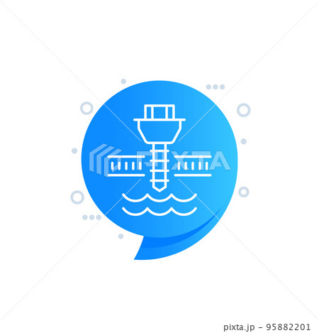 well drilling line icon, water borehole vector 95882201