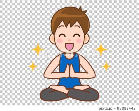 運動員男子在健身房做瑜伽插圖素材 4 95882442