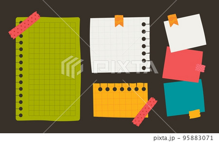 Paper sticker various notes are personal. Accessories for organizing documents. Vector illustration in a flat style 95883071