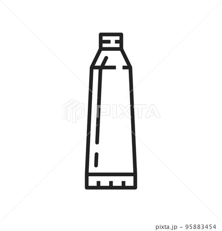 Tube of toothpaste or cream isolated outline icon. Vector blank cosmetic packaging template, makeup lotion or ointment. Container with paints, skincare scrub or acne cream. Dental care product Tube of toothpaste or cream isolated outline icon. Vector blank cosmetic packaging template, makeup lotion or ointment. Container with paints, skincare scrub or acne cream. Dental care product 95883454