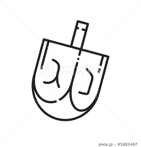 Dreidel isolated line art symbol. Vector four-sided spinning top, played on Jewish Hanukkah holiday Dreidel isolated line art symbol. Vector four-sided spinning top, played on Jewish Hanukkah holiday 95883487