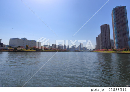 水上バスから眺める石川島公園・リバーシティ・相生橋 水上バスから眺める石川島公園・リバーシティ・相生橋 95883511