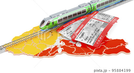 Rail travel in Bhutan, concept. 3D rendering 95884199