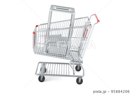 Shopping cart with ballot box, 3D rendering 95884206