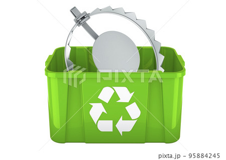 Recycling trashcan with bear trap, 3D rendering Recycling trashcan with bear trap, 3D rendering 95884245