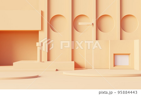 3d render abstract display podium platform for product presentation and advertising. Minimal scene backdrop with clean design. Vacant pedestal for mock up. Empty stage with pastel color for cosmetic. 3d render abstract display podium platform for product presentation and advertising. Minimal scene backdrop with clean design. Vacant pedestal for mock up. Empty stage with pastel color for cosmetic. 95884443