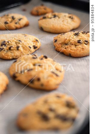 Homemade cookies on a baking tray 95884834