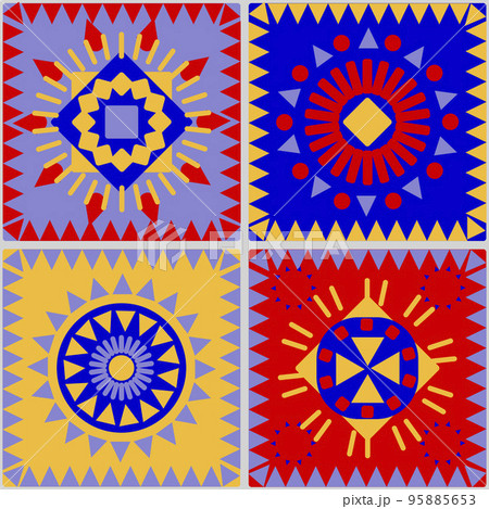 a pattern without a background of colorful bright and contrasting geometric shapes 95885653