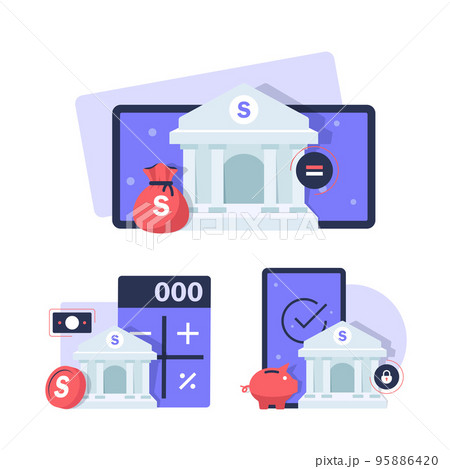 Mobile banking and online payment concept, calculating and paying invoice 95886420