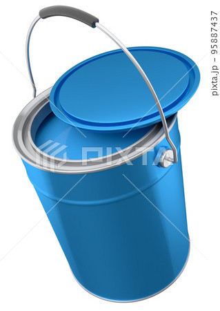 Open metal can or buckets of paint with handle on white background. 95887437