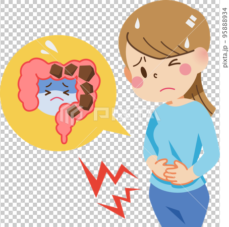 Women suffering from constipation 95888934