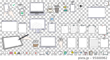 A set of stationery and devices with cute gaps and gaps A set of stationery and devices with cute gaps and gaps 95888962