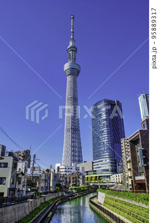 東京スカイツリー 北十間川に架かる西十間橋(にしじゅっけんばし)からの風景 東京スカイツリー 北十間川に架かる西十間橋(にしじゅっけんばし)からの風景 95889317