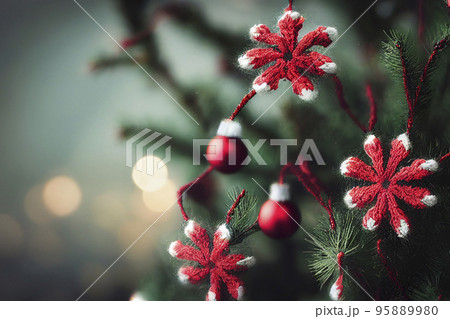 イメージ素材:可愛いクリスマスと毛糸ニットのイメージ イメージ素材:可愛いクリスマスと毛糸ニットのイメージ 95889980