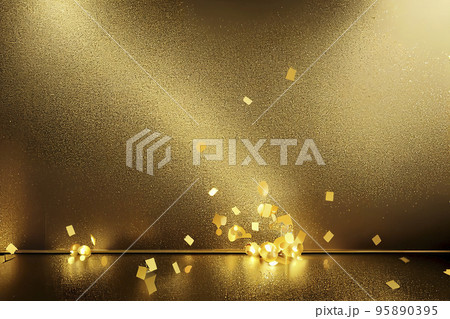背景素材:華やかな金色の紙吹雪のイメージ背景 95890395