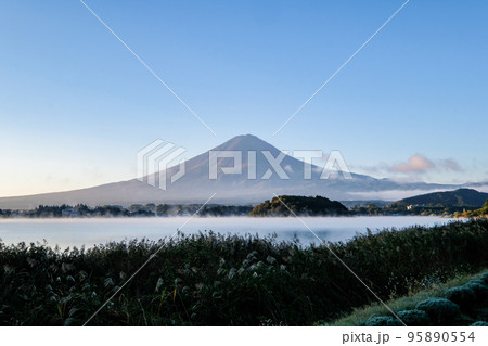 早朝の山梨県河口湖と富士山 95890554