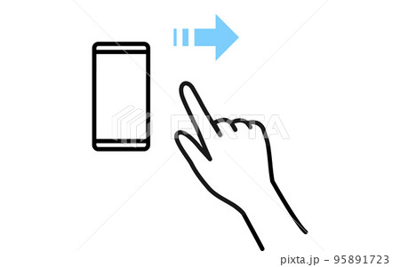 スマートフォンを操作(フリック)する動作のイラスト スマートフォンを操作(フリック)する動作のイラスト 95891723