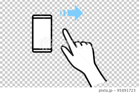 スマートフォンを操作(フリック)する動作のイラスト スマートフォンを操作(フリック)する動作のイラスト 95891723