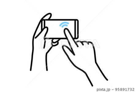 スマートフォンを操作（ダブルタップ）する動作のイラスト 95891732