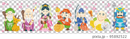 Seven Lucky Gods illustration set Seven Lucky Gods illustration set 95892522