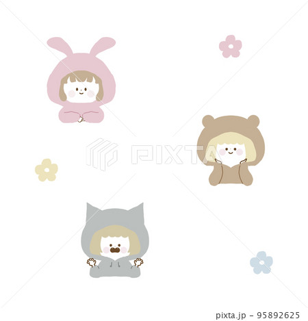 着ぐるみパーカーの女の子アイコン のイラスト素材