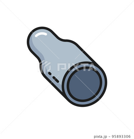 Stainless steel hollow tube isolated fitting pipe outline icon. Vector rolling industry cylinder tube, rolled metal product, aluminium pipe of metal 95893306