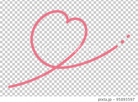 手書きの線のくるんとしたハートのイラスト素材 95893597