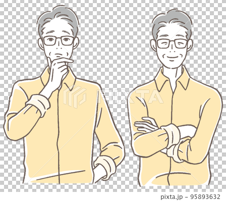 一群滿臉愁容，面帶微笑的老人 95893632