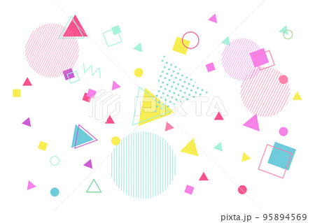 ポップな幾何学模様の背景イラスト　ジオメトリック　メンフィス 95894569