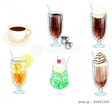 喫茶店のドリンクメニューセット_コーヒーメニューセット 95895269