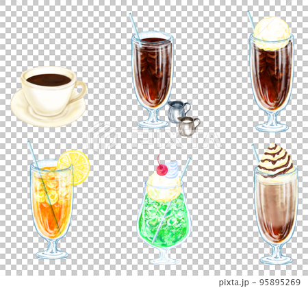 喫茶店のドリンクメニューセット_コーヒーメニューセット 95895269