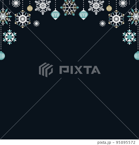 冬のオーナメントバナーデザイン テンプレート 文字なし 黒 配色 正方形 1:1 95895572