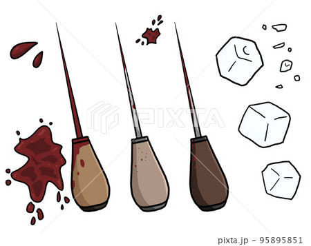 血が付いたアイスピック3本のイラストのイラスト素材