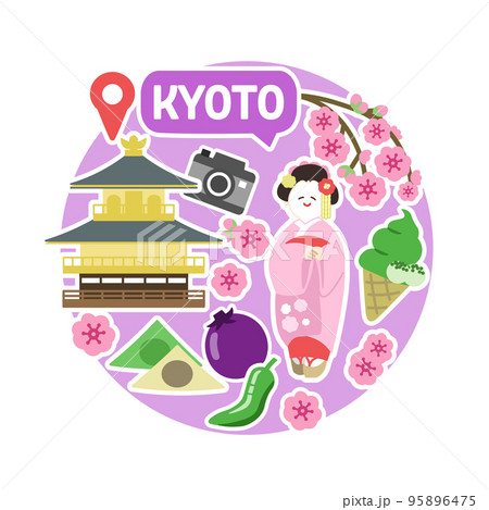 京都のアイコン 線無し 丸 京都のアイコン 線無し 丸 95896475