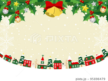 フラット版クリスマスな街並み背景ヨコ白 フラット版クリスマスな街並み背景ヨコ白 95896479