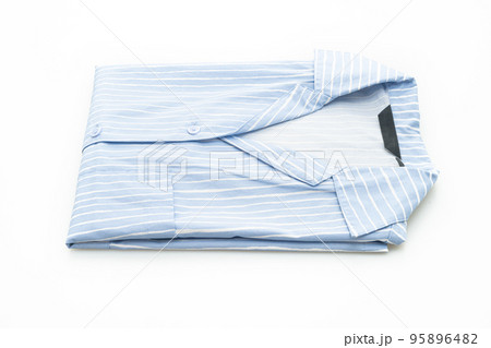 blue shirt with white strip on white background 95896482