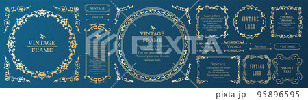 クリスマスモチーフのフレームデザインセット。ゴージャスでエレガントなデザイン素材 95896595