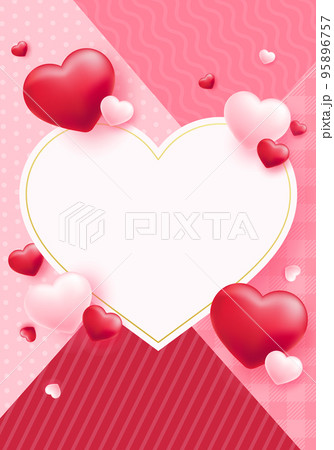 ハートの形とさまざまな模様のバレンタインデーのベクターイラスト背景(セール,バナー,プロモーション) 95896757