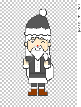 ドット絵_グッドするサンタクロース(黒) 95897641