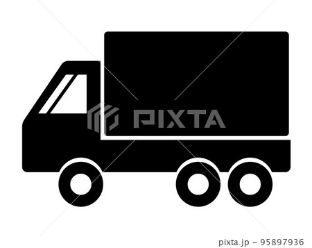 大型トラックのシルエットアイコンのイラスト素材