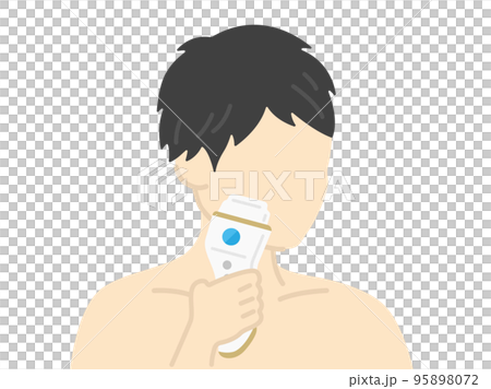 一個男人用家用脫毛器去除鬍鬚的插圖 一個男人用家用脫毛器去除鬍鬚的插圖 95898072