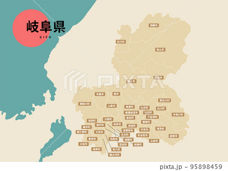 地図（地名付き）-岐阜県