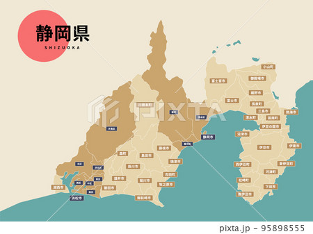 地図（地名付き）-静岡県