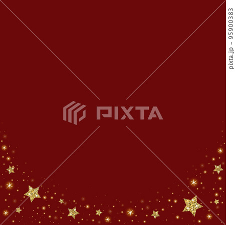 輝く星屑が散りばめられた正方形のフレーム素材　赤バック 95900383