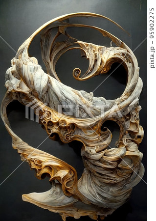 Twisted abstract baroque sculpture, 3d illustration Twisted abstract baroque sculpture, 3d illustration 95902275