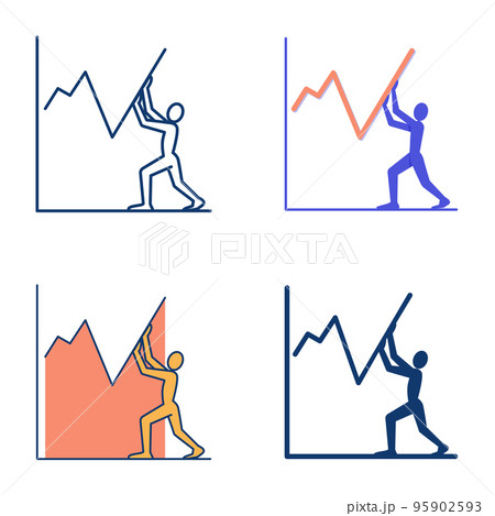 Economic recovery icon set in flat and line style 95902593