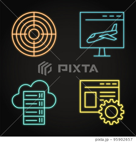Neon SEO icon set in line style Neon SEO icon set in line style 95902657