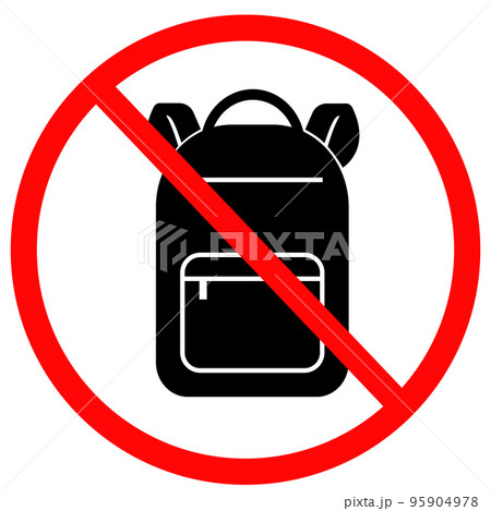 No backpacks allowed on white background. - Stock