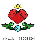 vector collection of polygonal red hearts on white background with diamond and green leaf 95905894